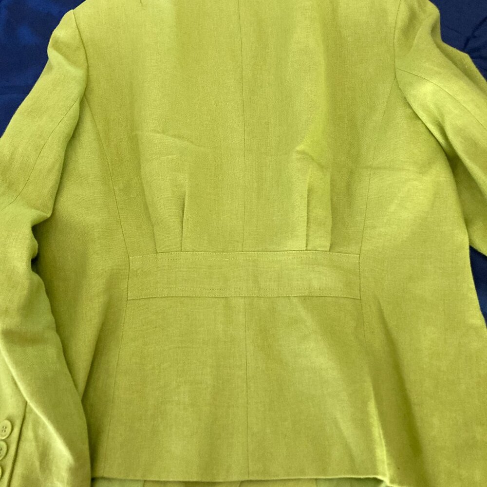 Talbots Petite Blazer Sz 12 Chartreuse Green - Picture 6 of 7